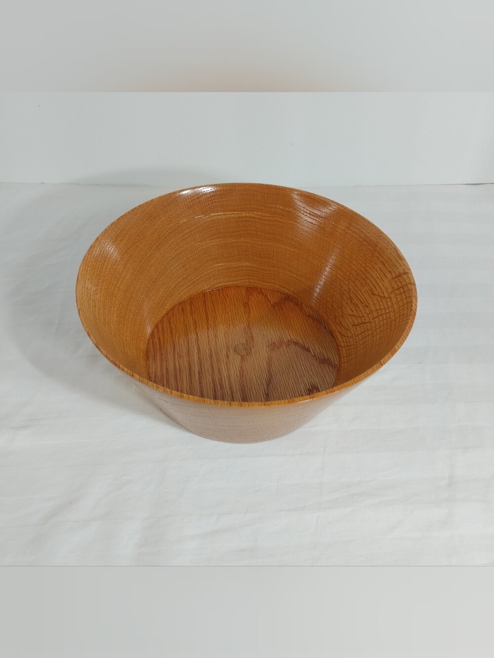 Oak varnished wood bowl signed